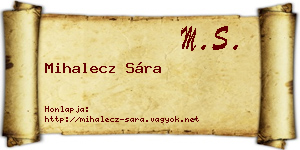 Mihalecz Sára névjegykártya